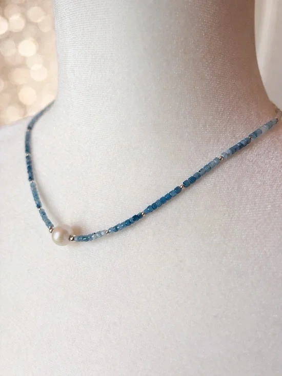 Handmade “Ocean Light” Aquamarine & Pearl Necklace Bracelet Set - Picture 3 of 6